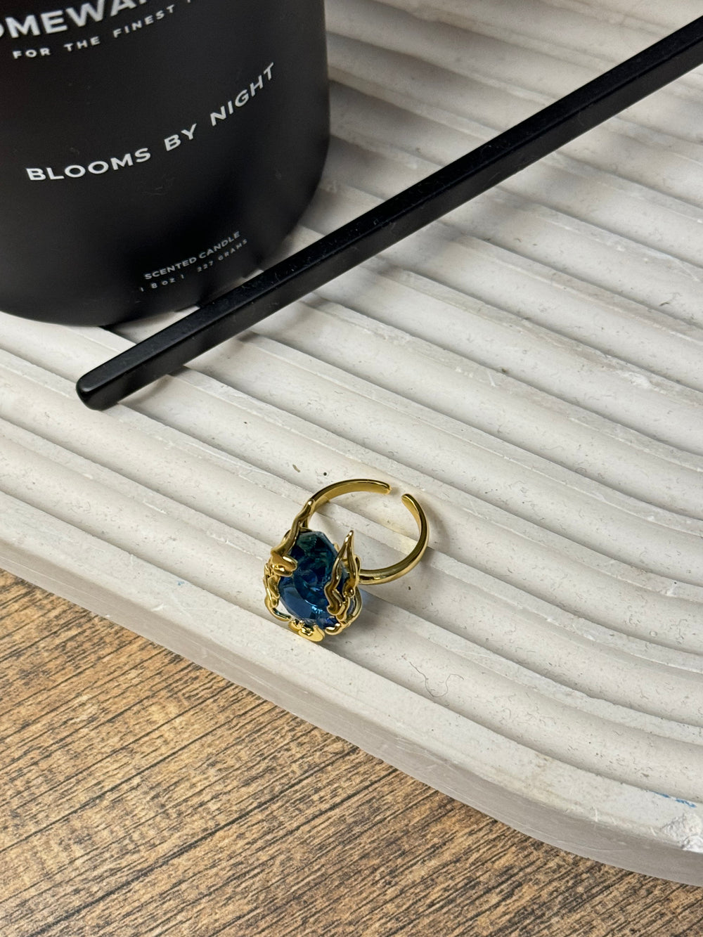 Zircon Drop Gold Adjustable Ring