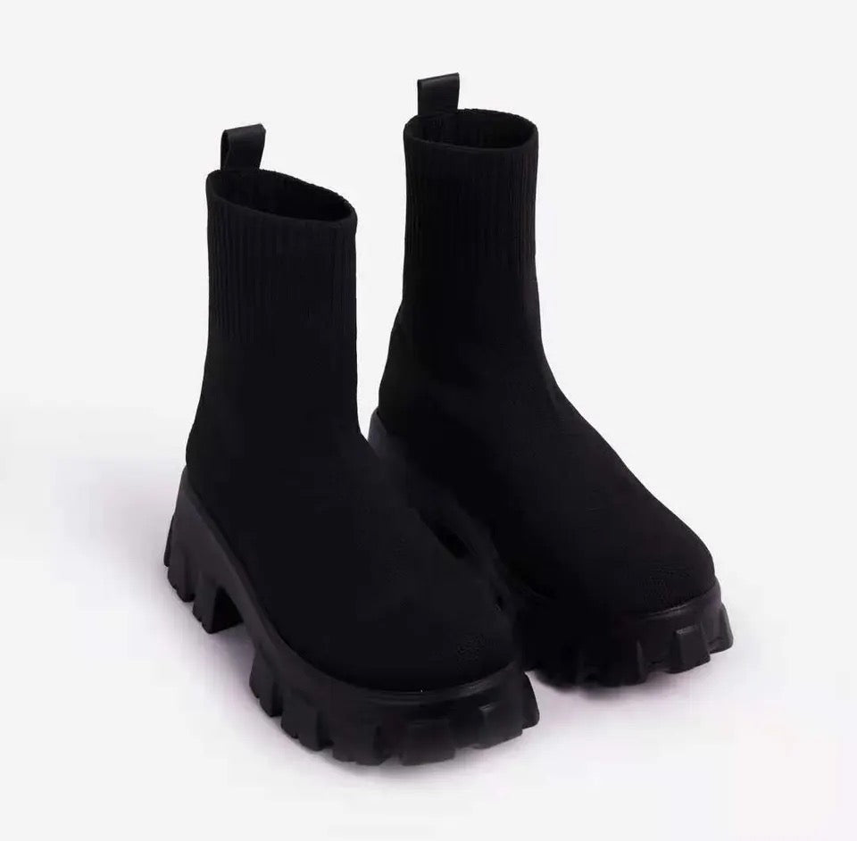 Chunky High Top Slip on Boots