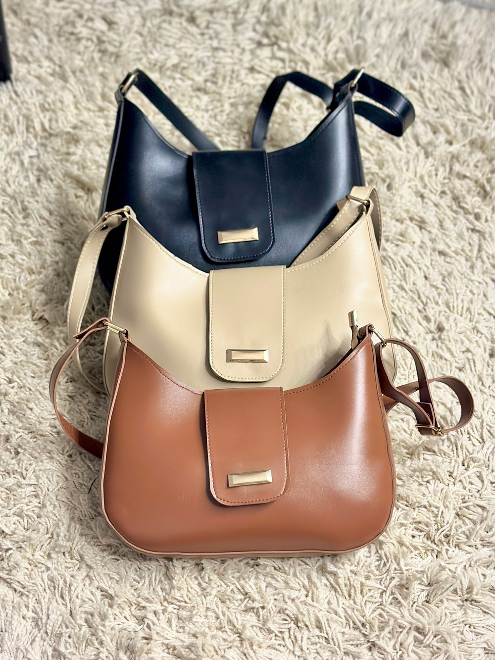 Beige French-core Adjustable Strap Handbag