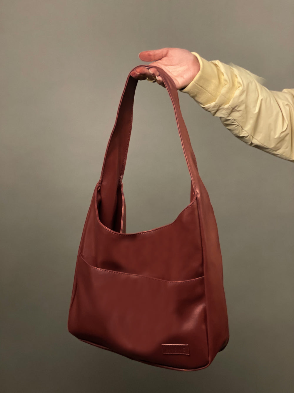 Blood Maroon Hobo Tote Bag