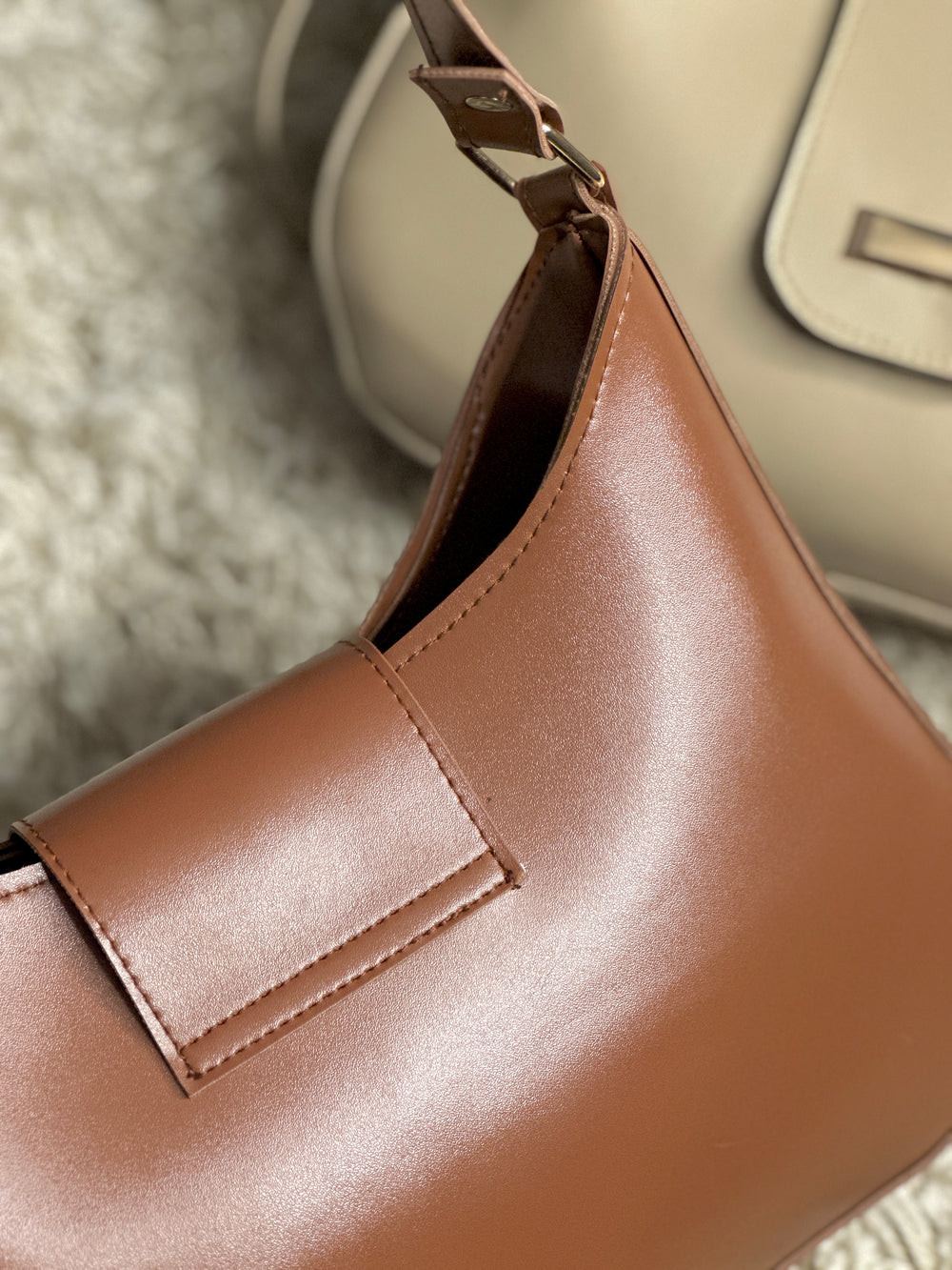Caramel French-core Adjustable Strap Handbag