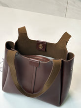 Load image into Gallery viewer, Brown Snap Button Square Tote Bag
