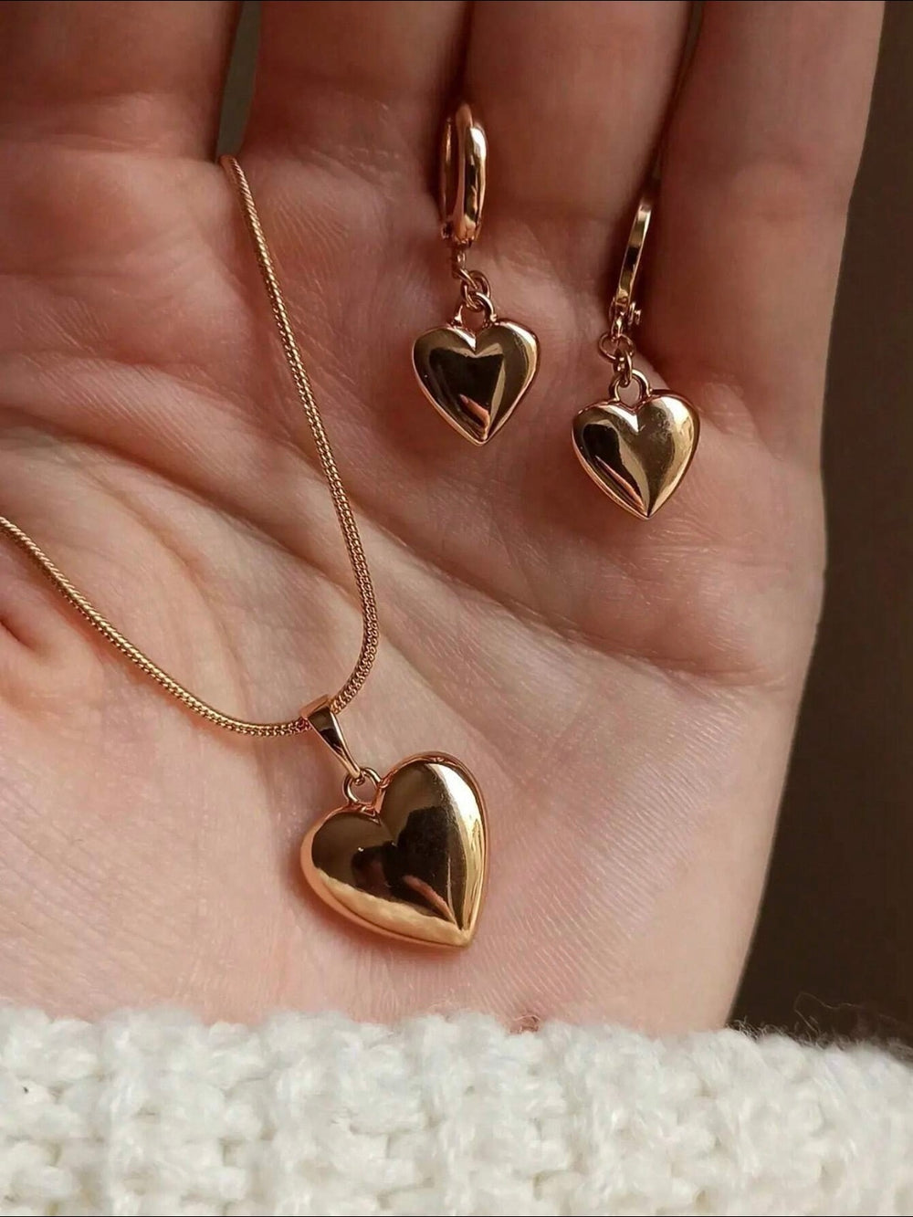 Heart Pendant and Earrings Set