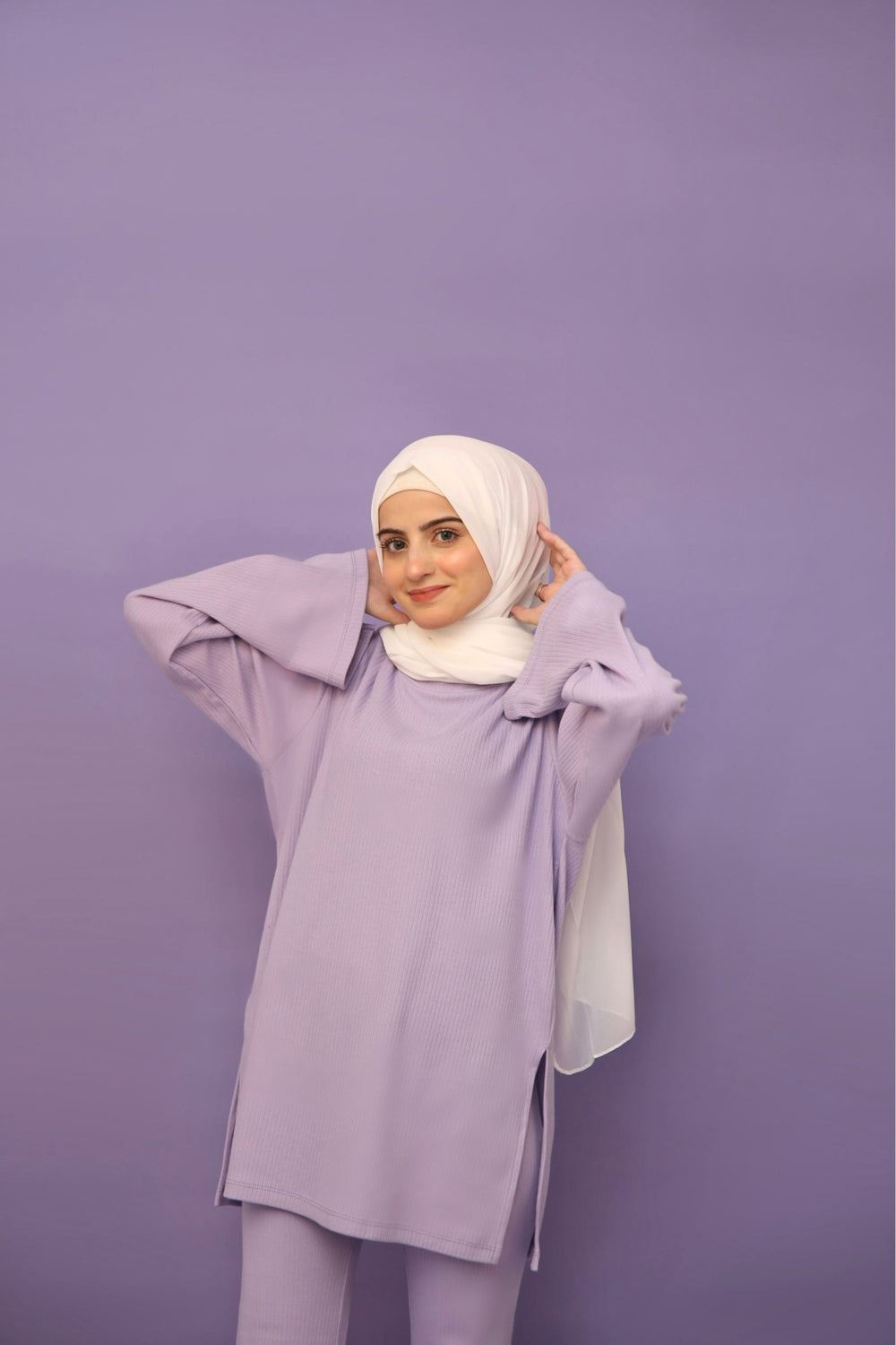 Lilac Relaxed Fit Rib Knit Co-ord Set