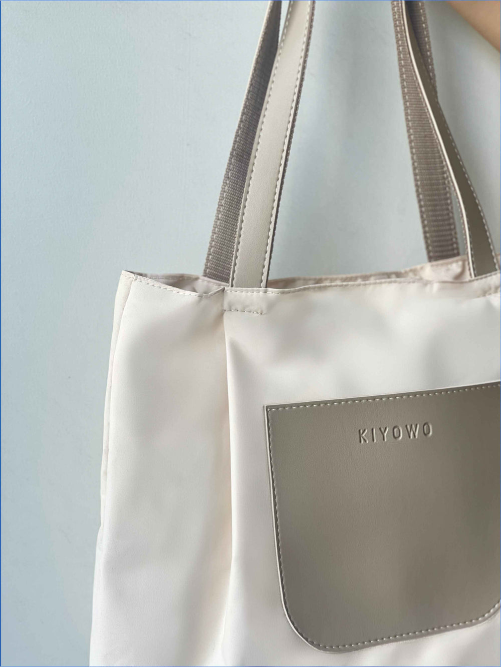 Patch Pocket Beige Tote Bag