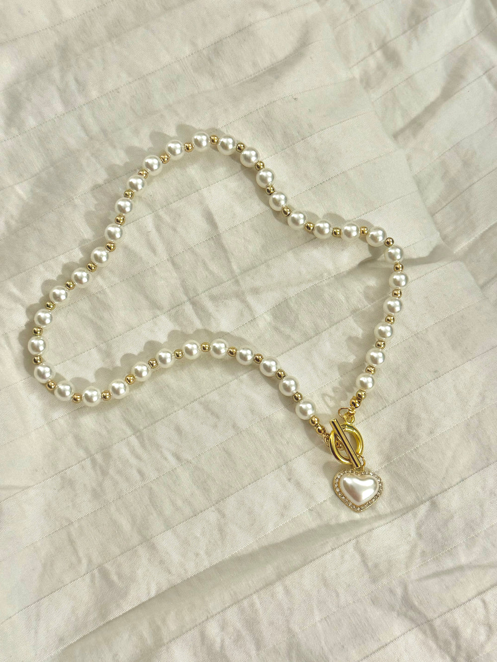 Heart Pearl Coquette Necklace
