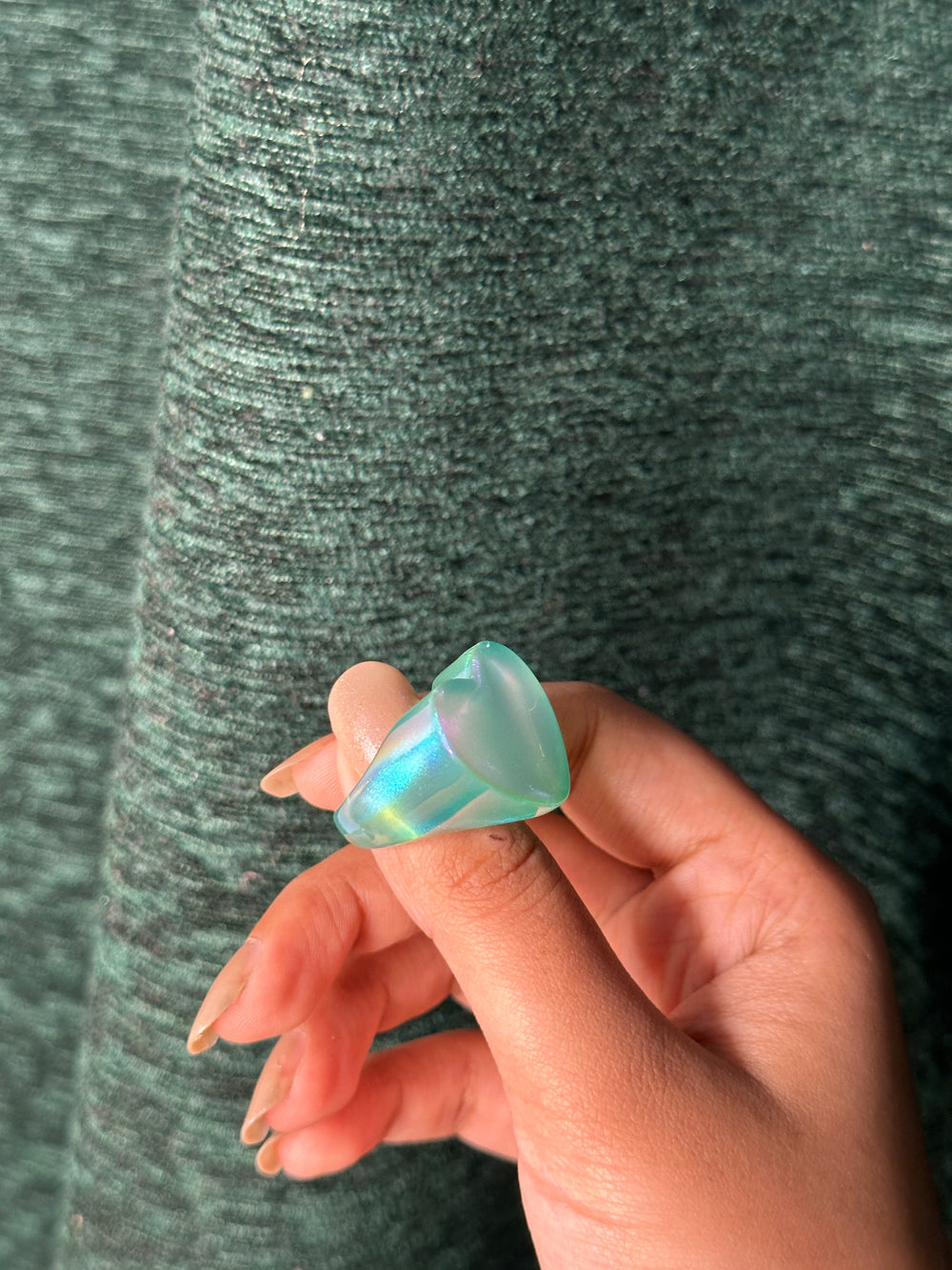 Holographic Block Heart Acrylic Ring