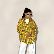 Load image into Gallery viewer, Drop Shoulder Yellow Plaid Button Down Shirt
