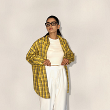 Load image into Gallery viewer, Drop Shoulder Yellow Plaid Button Down Shirt
