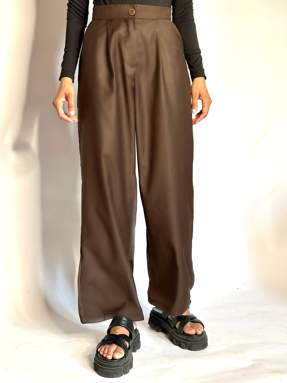 Brown Curvy Plus Academia Tailored Pants