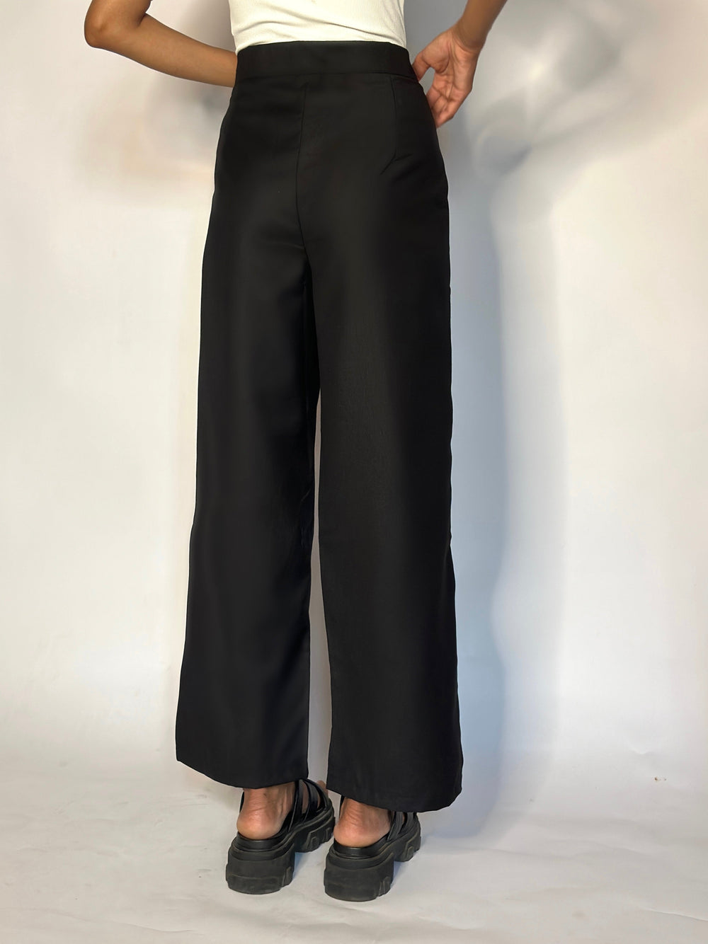 Black Wide-leg Academia Tailored Pants