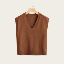 Load image into Gallery viewer, V-neck Rusty Knitted Sweater Vest
