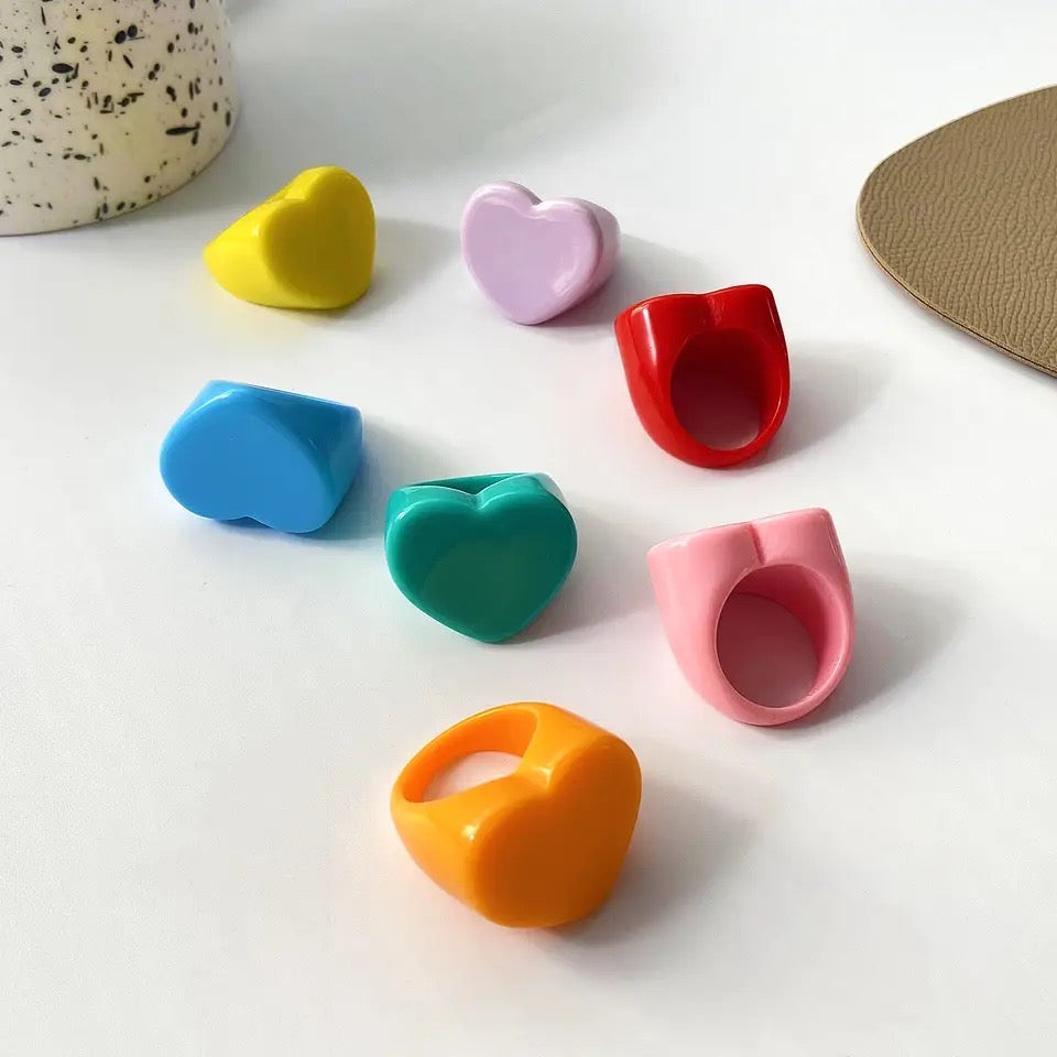 Acrylic Candy Pop Heart Rings