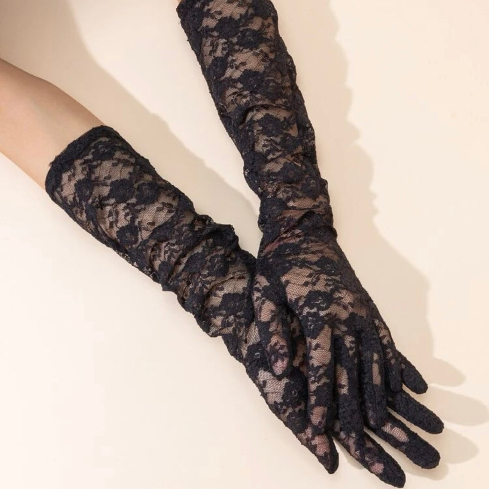 Long Lace Pattern Gloves