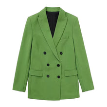 Load image into Gallery viewer, Solid Green Double Breasted Barbie Blazer Pants Set
