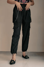 Load image into Gallery viewer, Suspender Style Black Cargo Pants
