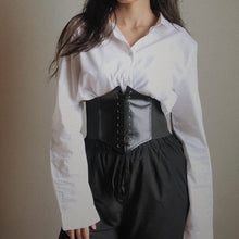 Load image into Gallery viewer, Faux Leather Lace-up Elastic Corset Belt
