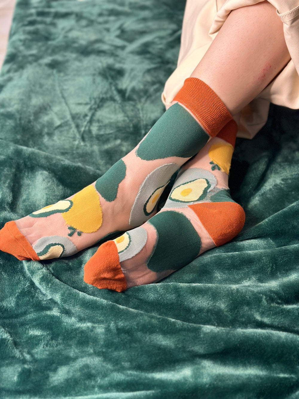 Avocado Pattern Sheer Socks