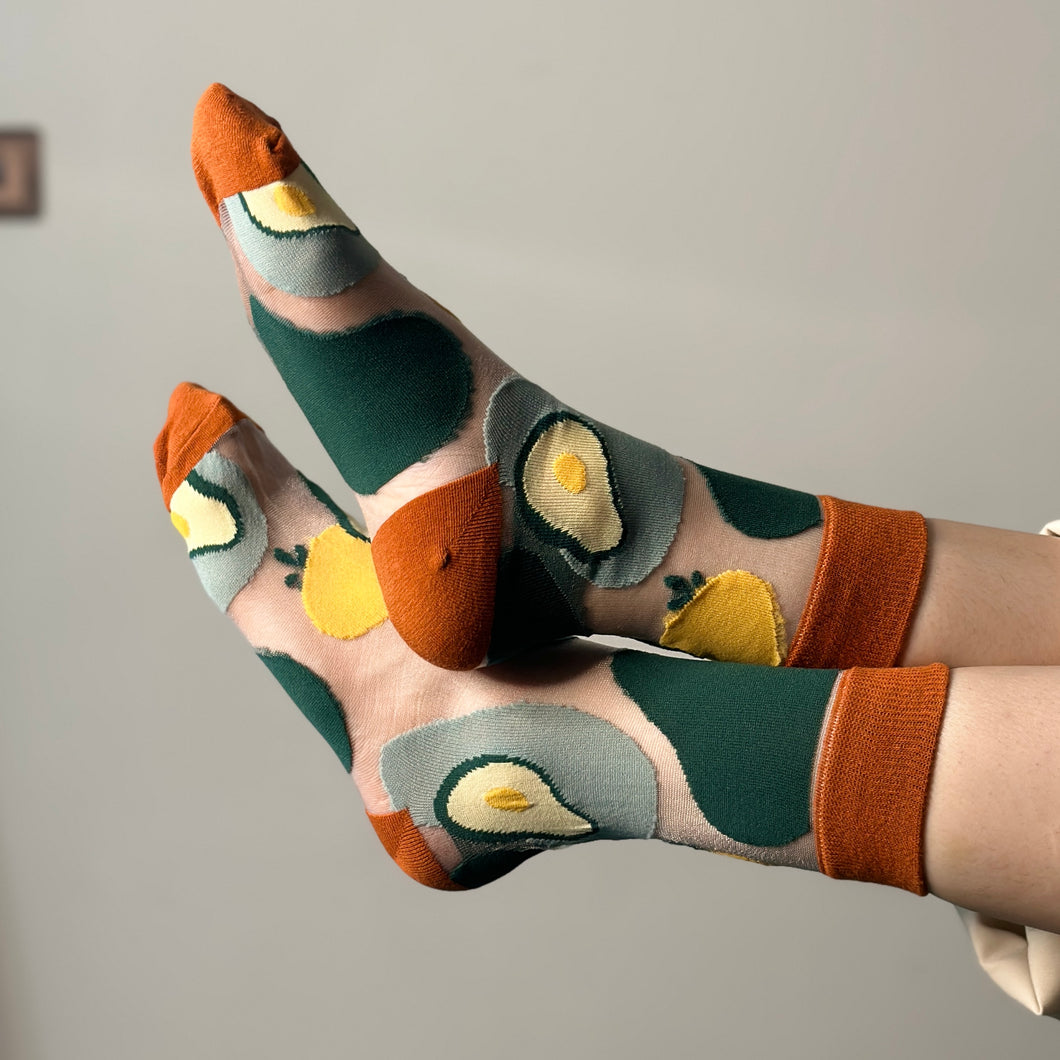 Avocado Pattern Sheer Socks
